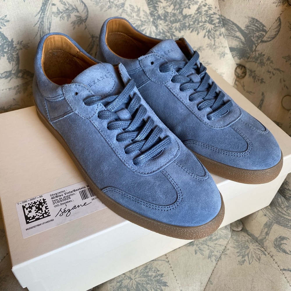 Sezane Nell Trainers in Vintage Blue Size 9